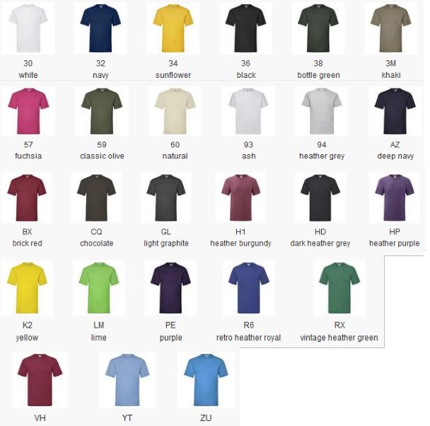 t-shirt colori tipografia italiana